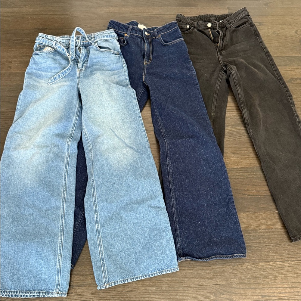 3 Pair Wide Leg H&M size 2 women’s jeans